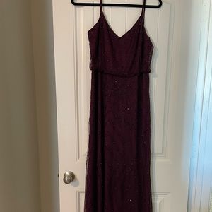 Adrianna Papell Art Deco beaded gown in cassis size 6